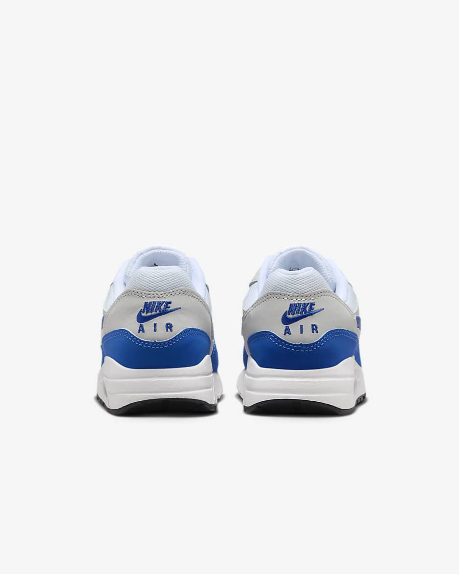 Air Max 1 sko til store barn - Hvit/Neutral Grey/Svart/Game Royal