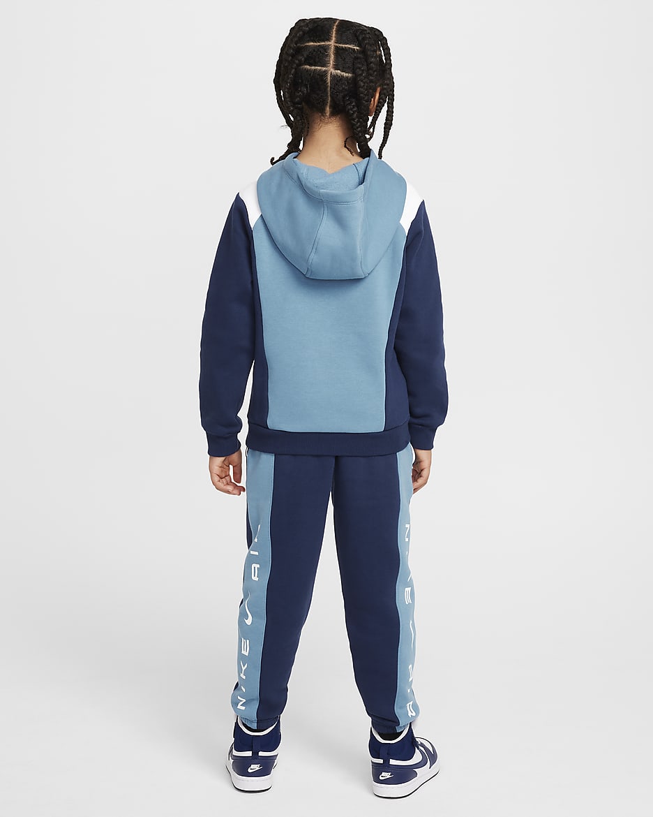 Conjunto de pants y sudadera sin cierre de tejido Fleece para preescolar Nike Air - Azul marino medianoche