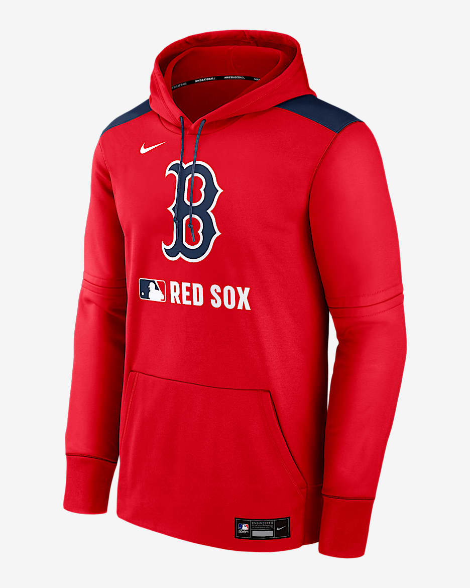 Sudadera con gorro sin cierre Nike Therma de la MLB para hombre Boston Red Sox Authentic Collection - Rojo