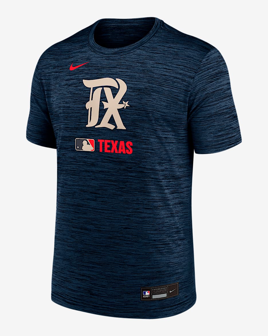 Texas Rangers Authentic Collection City Connect Velocity Men's Nike Dri-FIT MLB T-Shirt - Navy