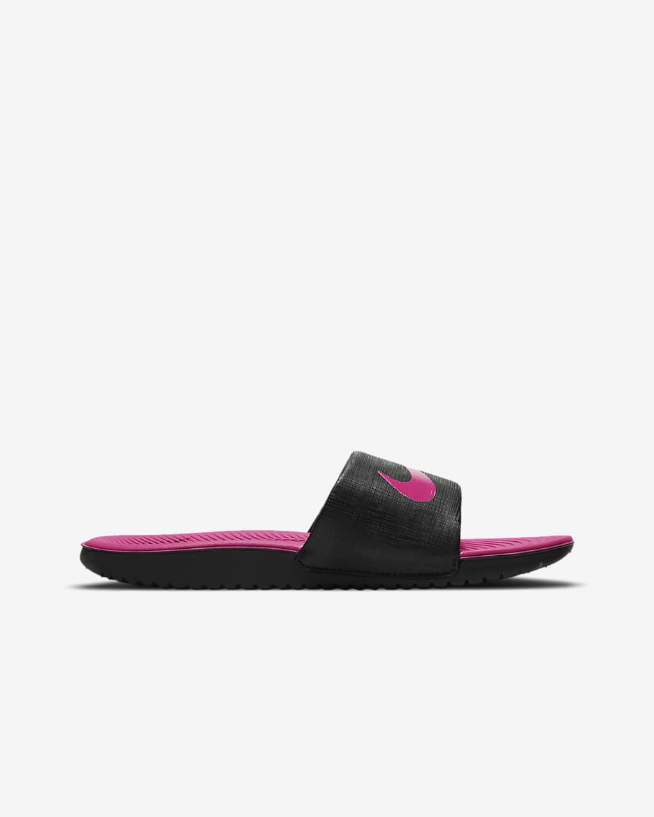 Claquette Nike Kawa pour enfant/ado - Noir/Vivid Pink