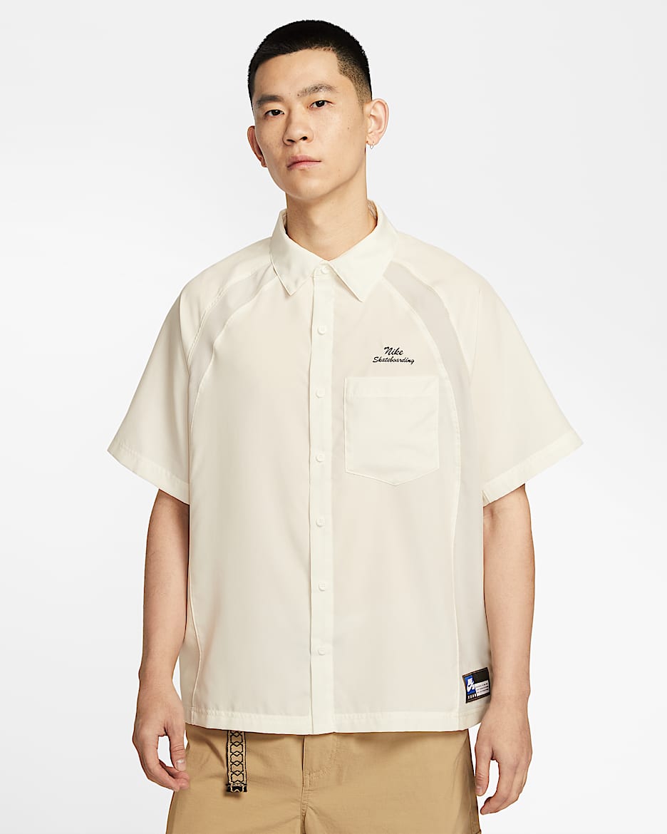 ナイキ SB Dri-FIT ウーブン ショートスリーブ ボウラーシャツ - セイル/ライトボーン/ブラック