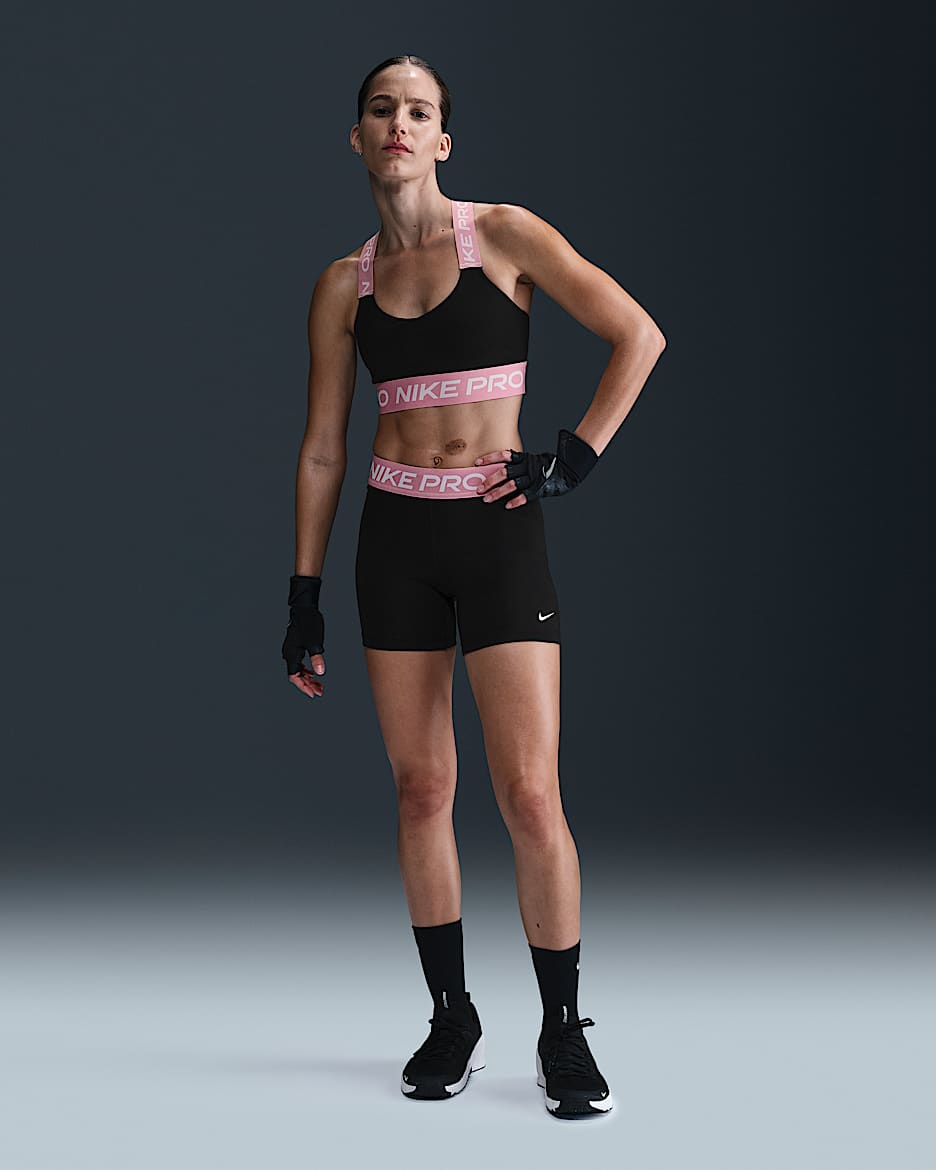 Shorts de 13 cm para mujer Nike Pro 365 - Negro/Rosa elemental/Blanco