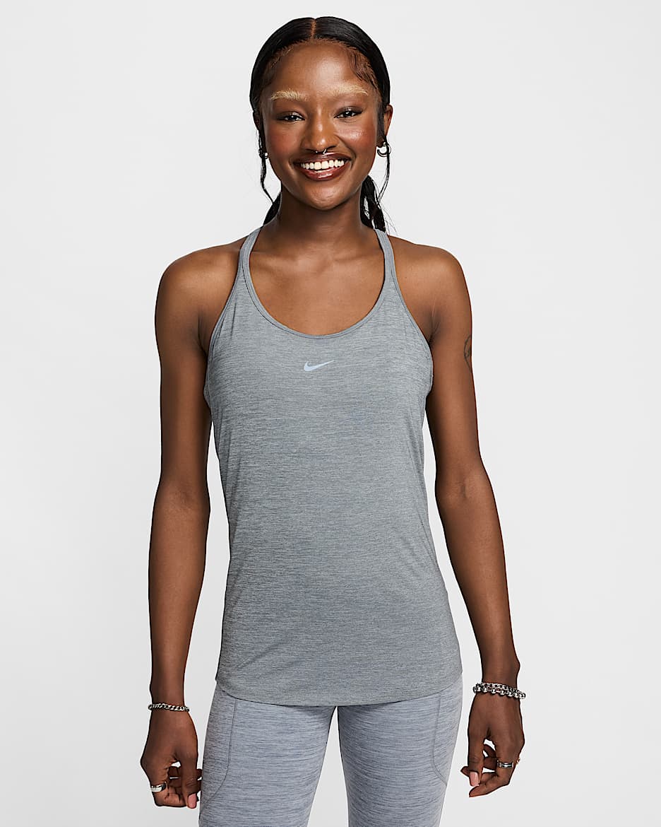 Nike One Classic Women's Dri-FIT Strappy Tank Top - Smoke Grey/Heather/Black