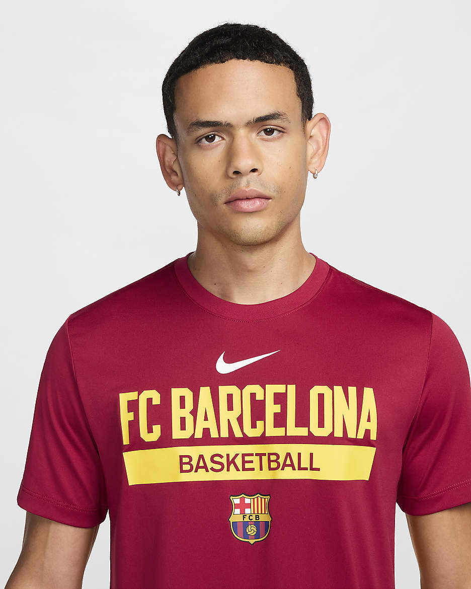 Ανδρικό T-Shirt μπάσκετ Μπαρτσελόνα Nike Dri-FIT Practice - Noble Red