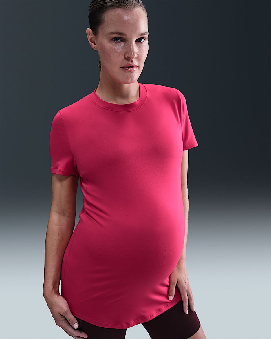 Nike (M) One Women's Dri-FIT Slim-Fit Short-Sleeve Top (Maternity) - Rush Pink