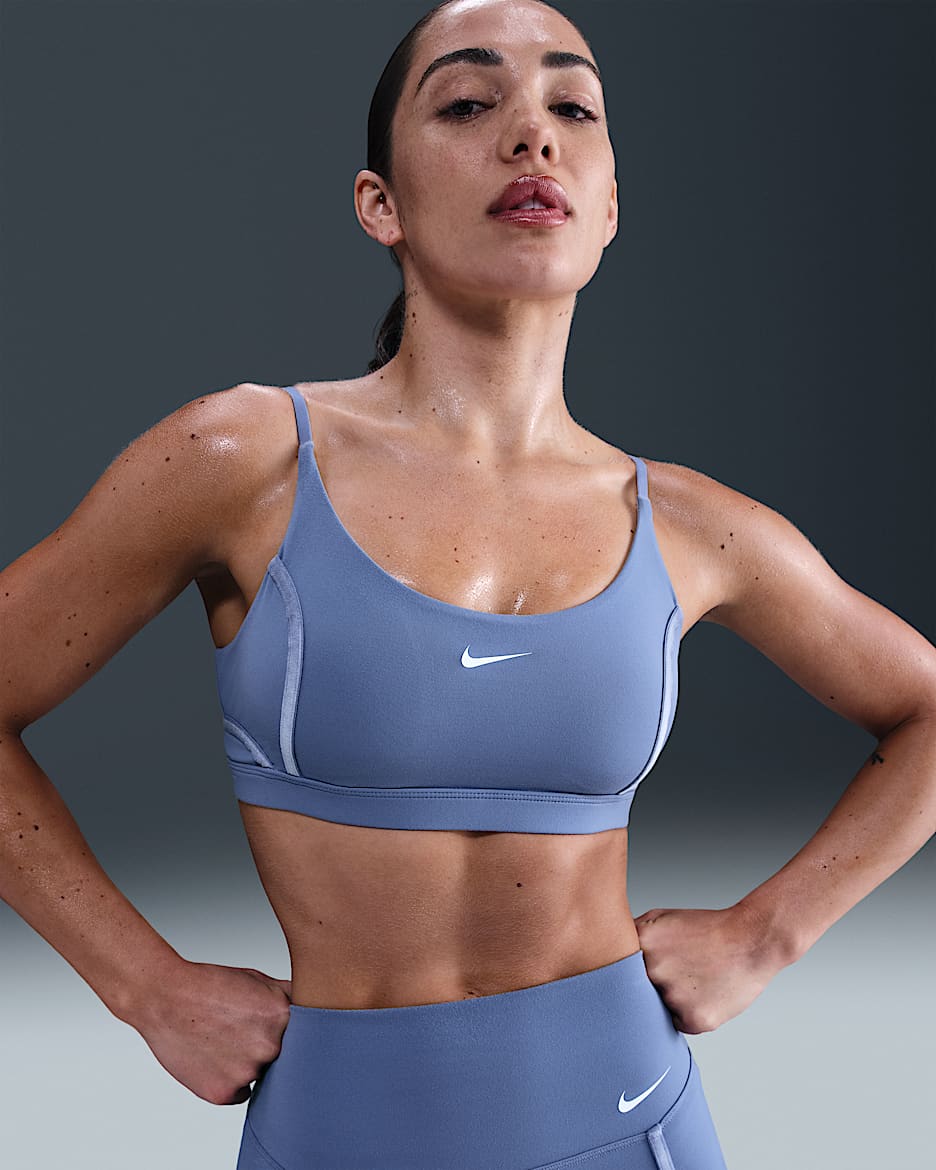 Nike One sport-bh met vulling en lichte ondersteuning - World Indigo/Wit