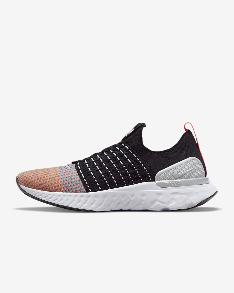 Nike React Phantom Run Flyknit 2 Men's Running Shoes - Black/Team Orange/Electric Green/White