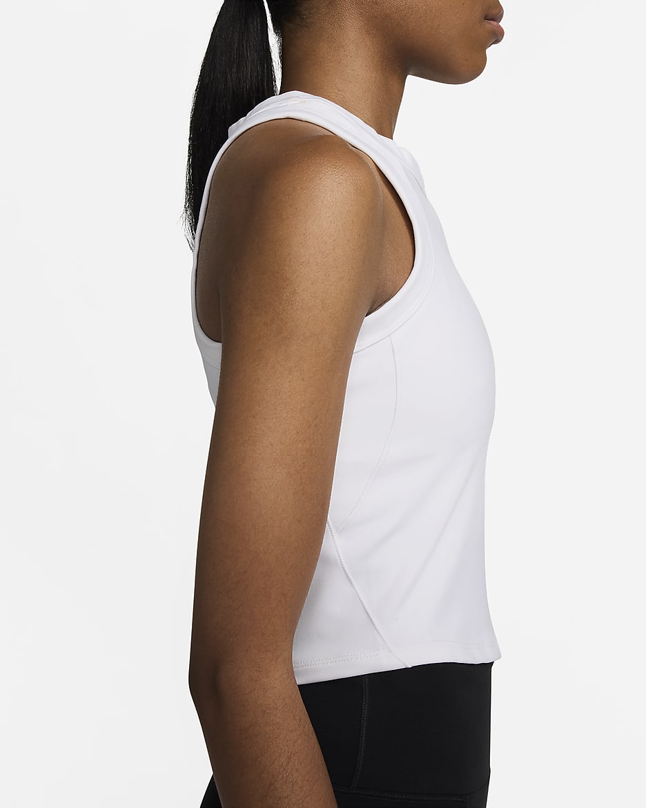 Camiseta de tirantes Dri-FIT cropped para mujer Nike One Fitted - Blanco/Negro