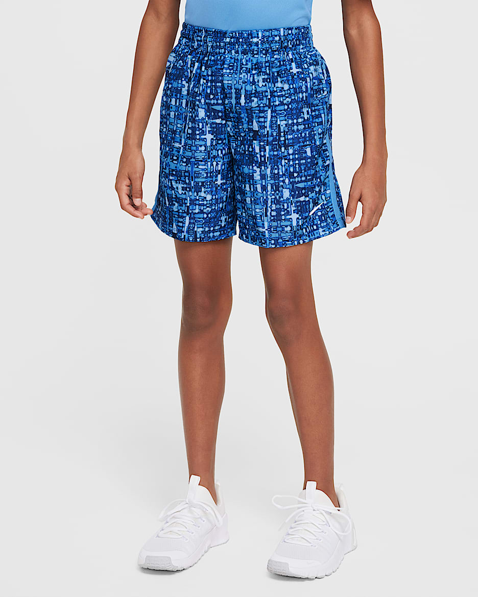 Shorts Dri-FIT de tejido Woven para niño talla grande Nike Multi - Royal juego/Azul extremo/Blanco
