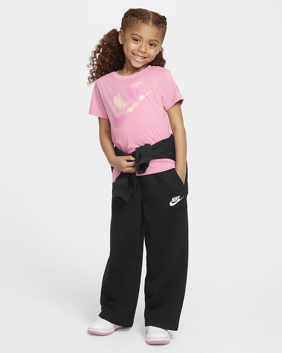 Nike Sportswear Club Little Kids' Fleece Wide Leg Pants - Black