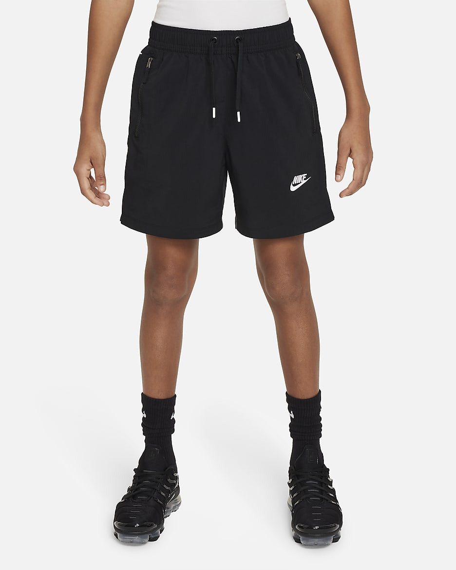 Nike Sportswear Amplify Older Kids' Woven Shorts - Black/Dark Smoke Grey/White