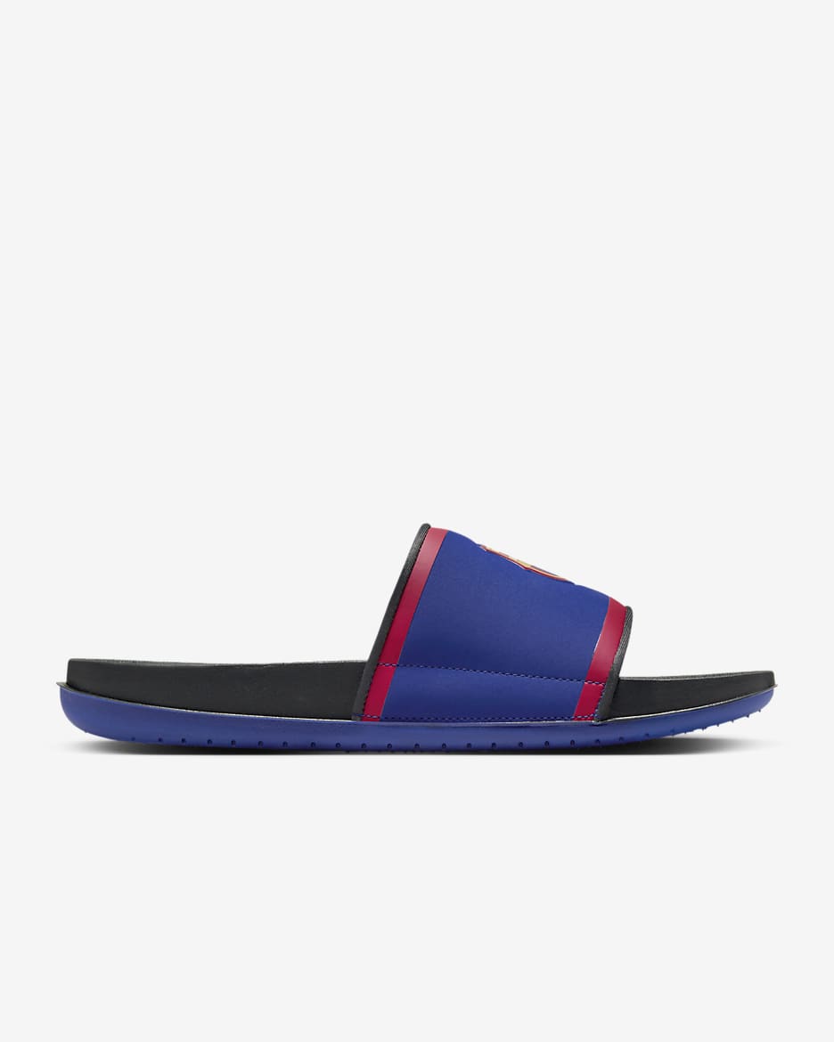 Nike Offcourt (FC Barcelona) Soccer Slides - Deep Royal Blue/Dark Smoke Grey/Noble Red/Club Gold