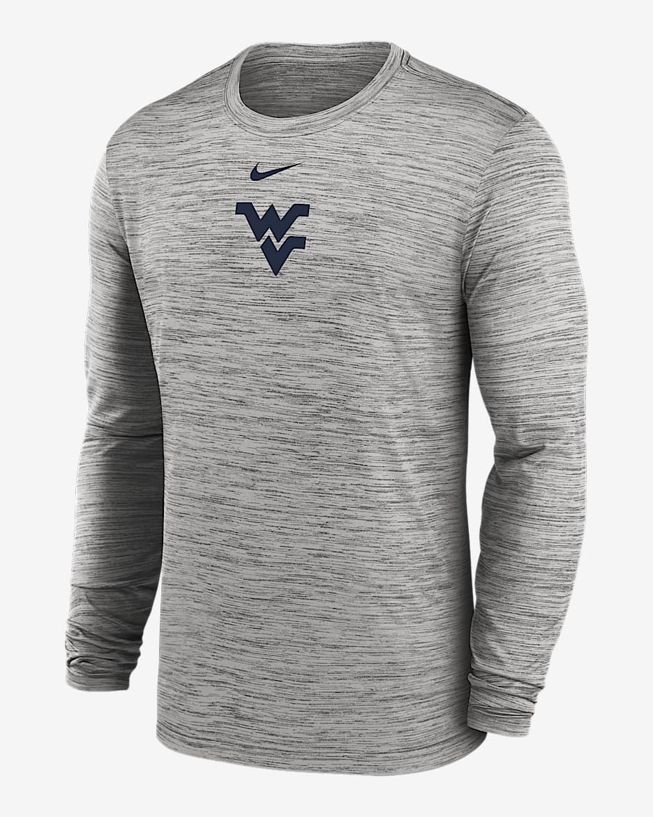West Virginia Sideline Velocity Men's Nike Dri-FIT College Long-Sleeve T-Shirt - Grey