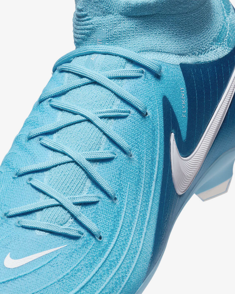 Nike Phantom Luna 2 Pro FG magas szárú, stoplis futballcipő - Blue Fury/Fehér