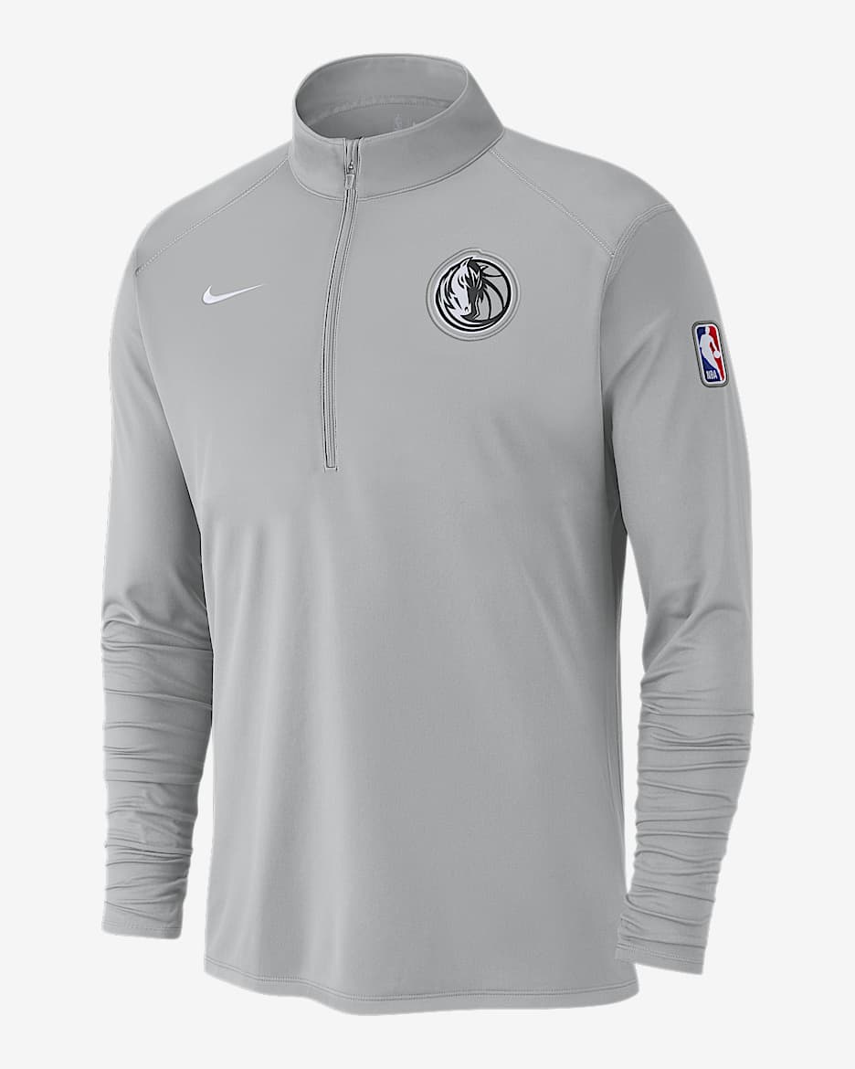 Playera de manga larga Nike Dri-FIT de la NBA de 1/2 cierre para hombre Dallas Mavericks City Edition - Plata liso/Blanco/Blanco