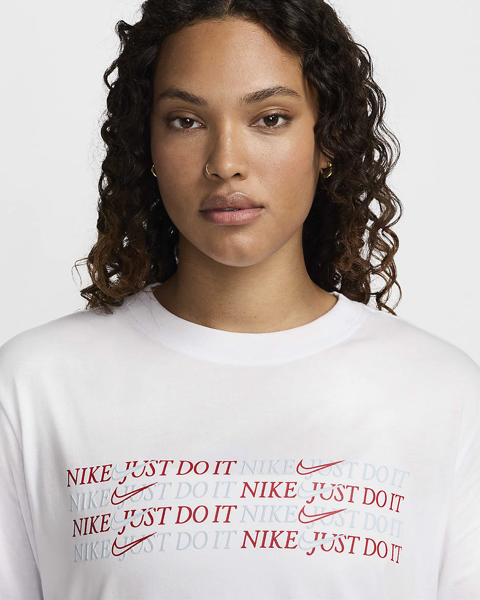 Nike Sportswear Women's Crew-Neck T-Shirt - White/Glacier Blue