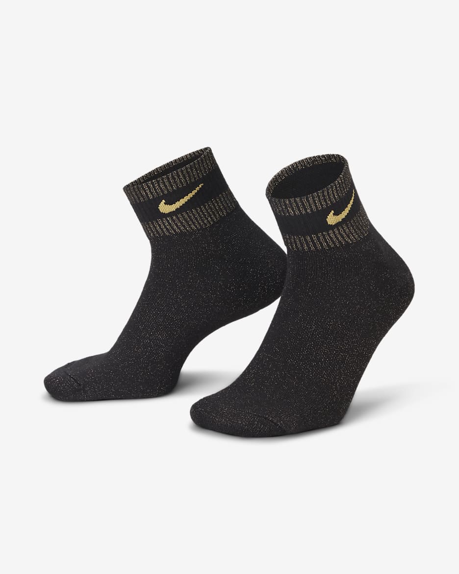 Nike Everyday Essentials Metallic Ankle Socks (1 Pair) - Black/Metallic Gold/Buff Gold