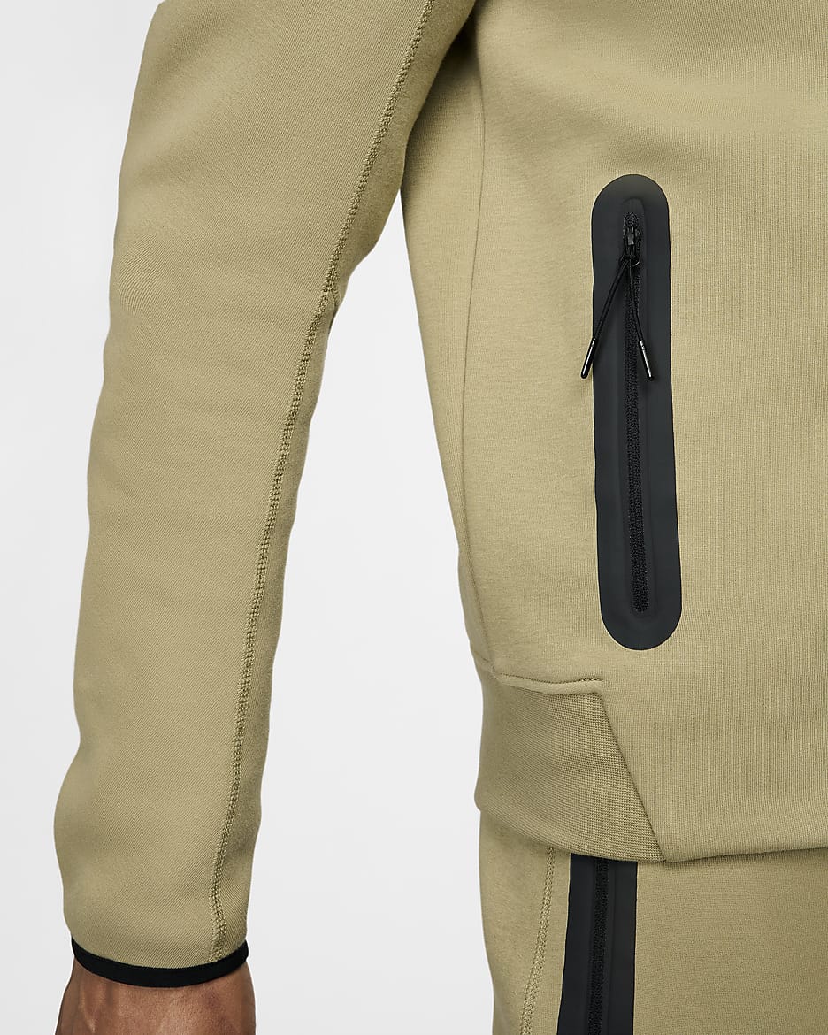 Sweat à capuche et zip Nike Sportswear Tech Fleece Windrunner pour homme - Neutral Olive/Noir