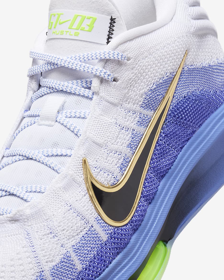 Chaussure de basket Nike G.T. Hustle 3 - Blanc/Royal Pulse/Volt/Noir