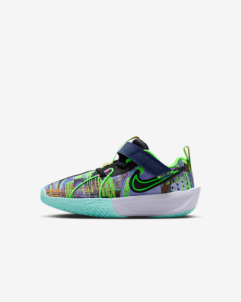 Nike G.T. Cut 3 Little Kids' Basketball Shoes - Blue Void/Hyper Violet/Bleached Turquoise/Green Strike