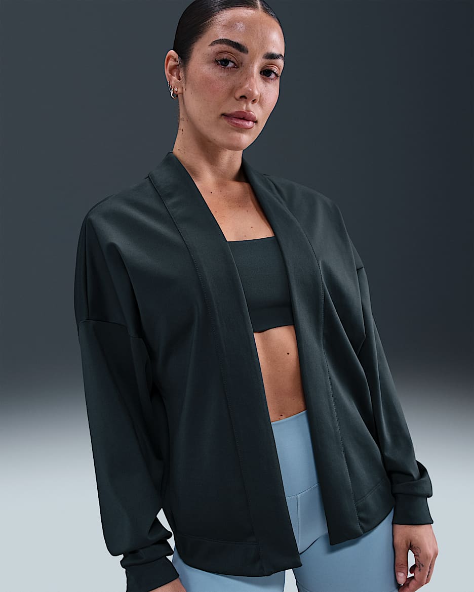 Nike Zenvy Càrdigan oversized Dri-FIT - Dona - Seaweed/Blanc