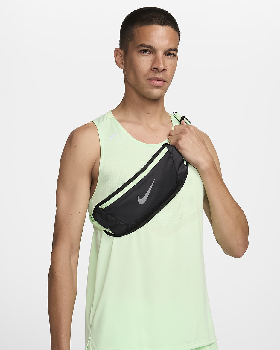 Sac banane de running Nike Challenger (grand format, 1 L) - Noir/Vapor Green/Silver