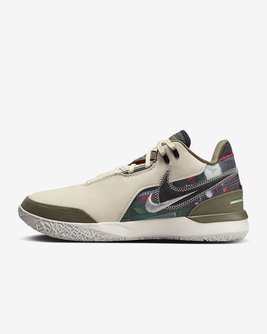 LeBron NXXT Gen AMPD x FaZe Basketball Shoes - Light Cream/Medium Olive/Metallic Silver/Black