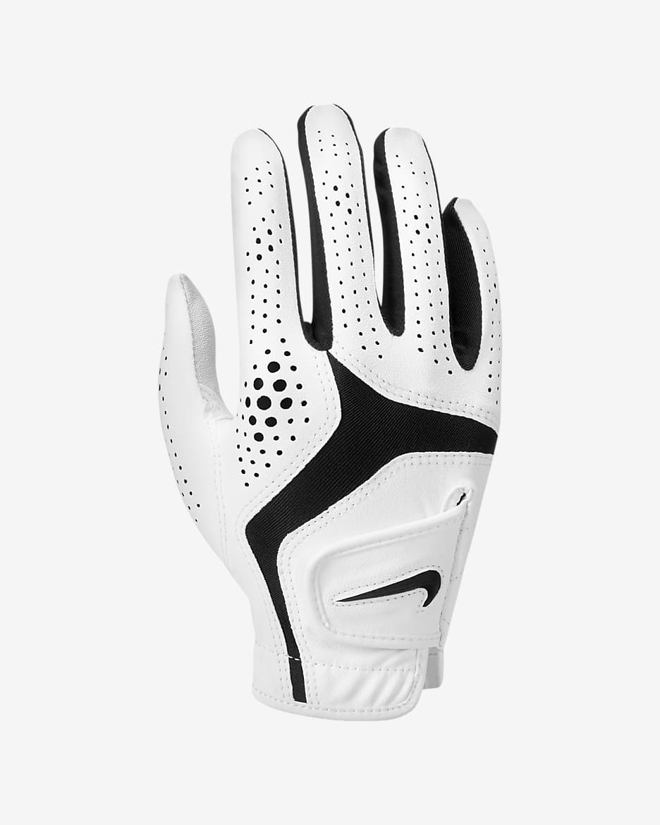 Guante de golf para niños Nike Dura Feel 10 (mano derecha) - Blanco perla/Negro