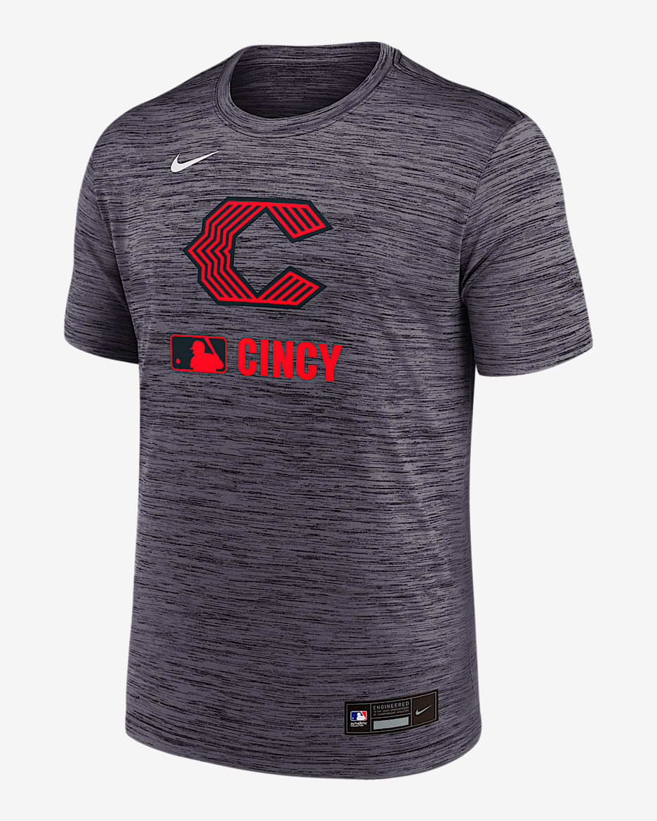 Cincinnati Reds Authentic Collection City Connect Velocity Men's Nike Dri-FIT MLB T-Shirt - Black