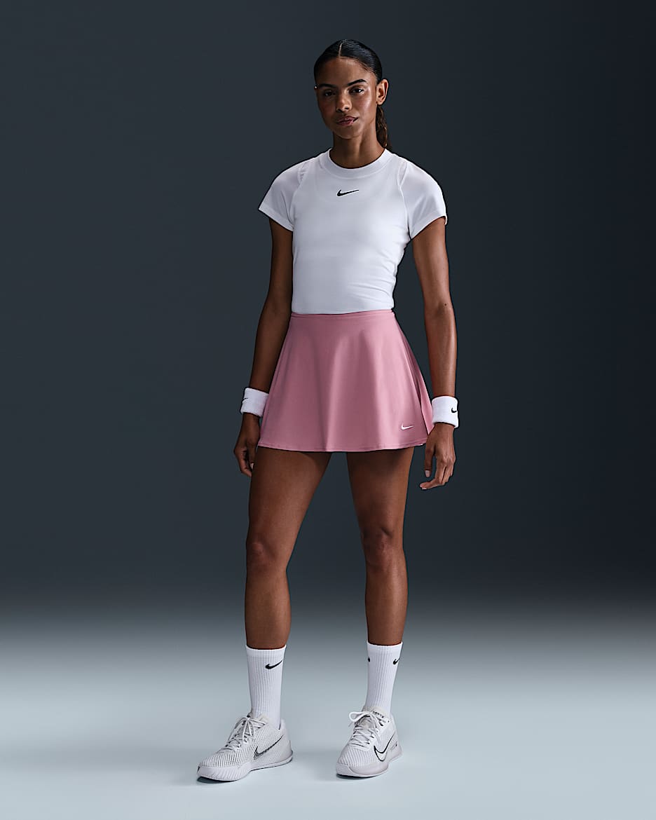 Falda de tenis Dri-FIT corta con volantes para mujer Nike Victory - Rosa elemental/Blanco
