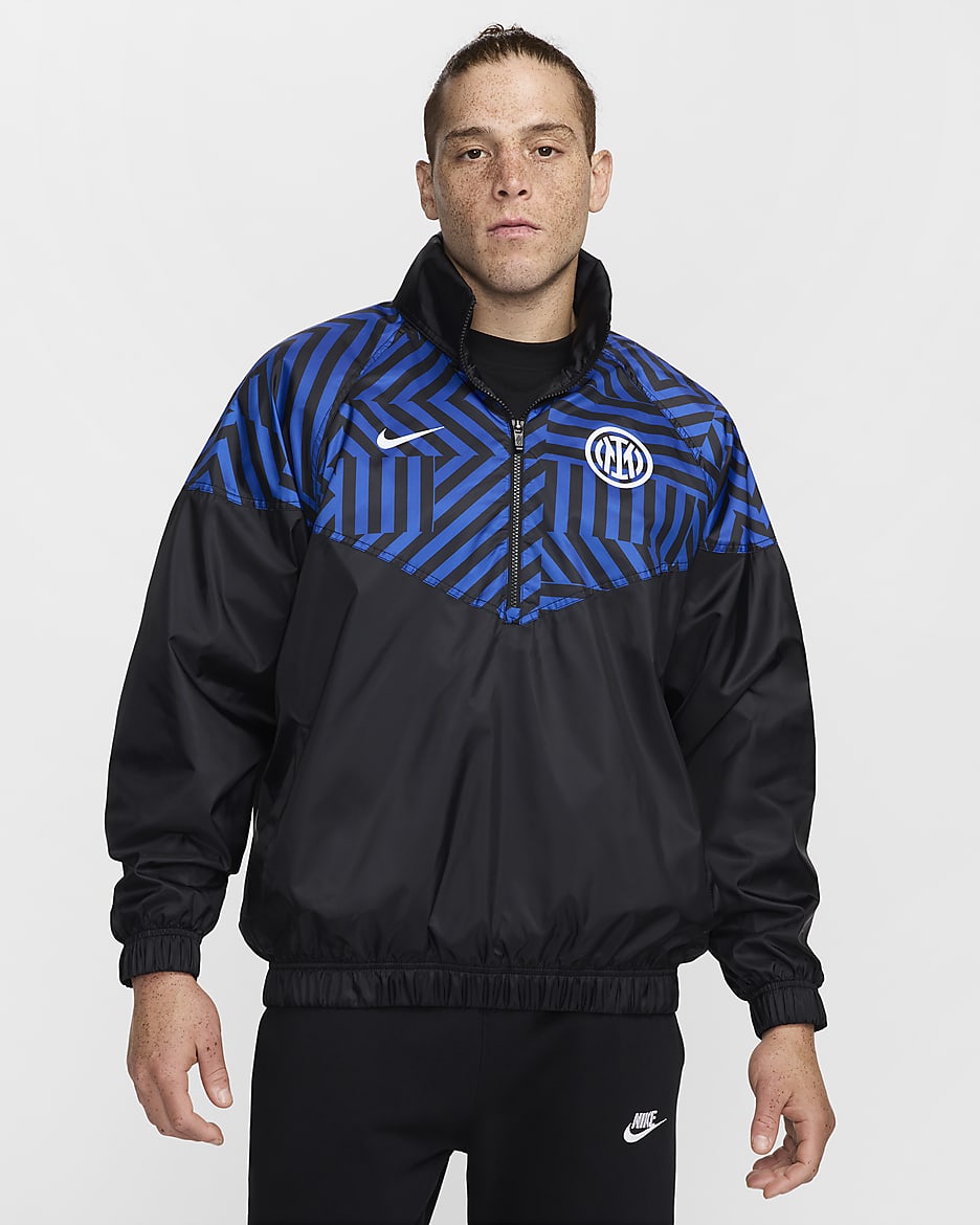 Casaco de futebol anoraque Nike do equipamento principal Windrunner Inter de Milão para homem - Preto/Branco