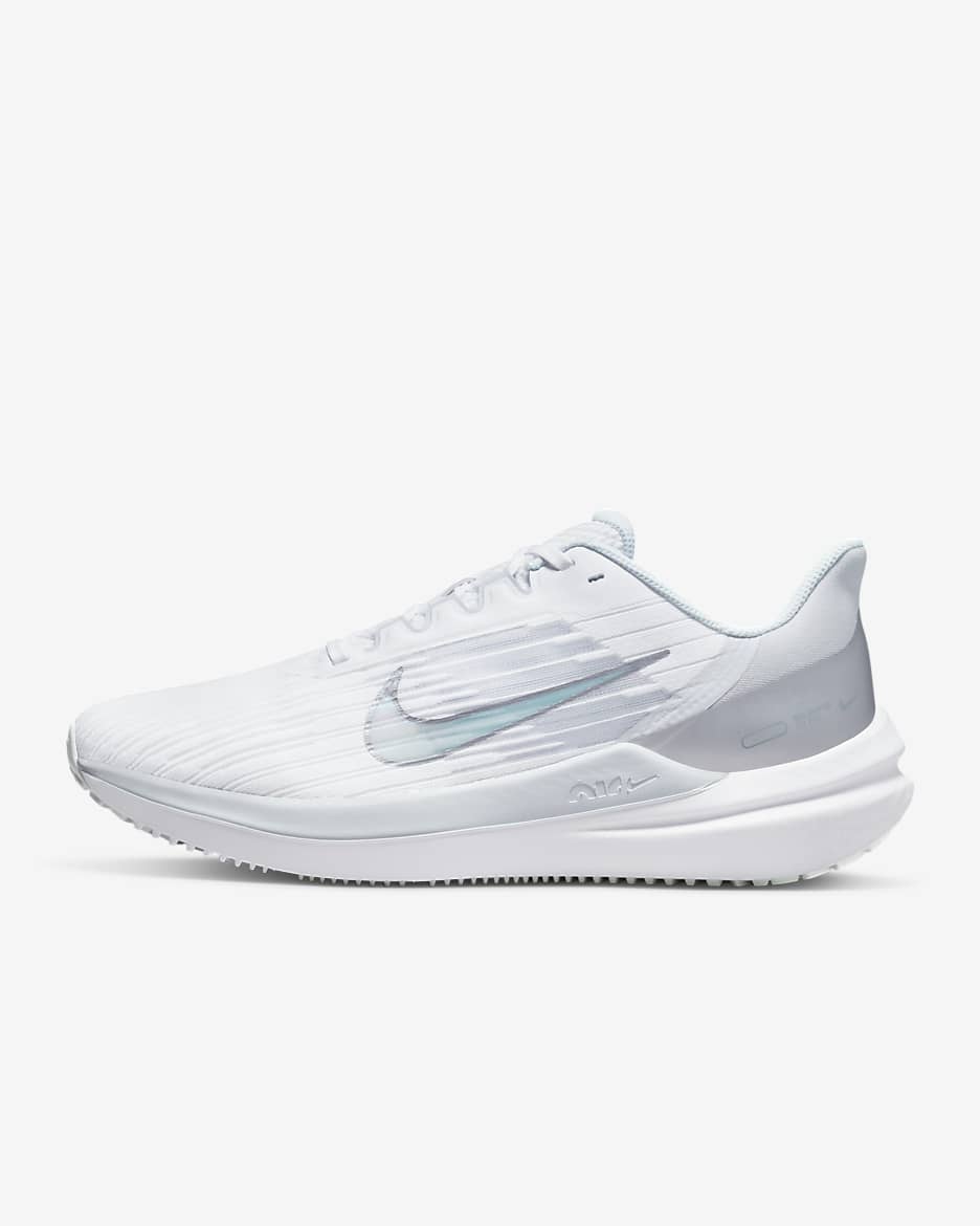 Nike Winflo 9 Women's Road Running Shoes - White/Pure Platinum/Particle Grey/Metallic Silver