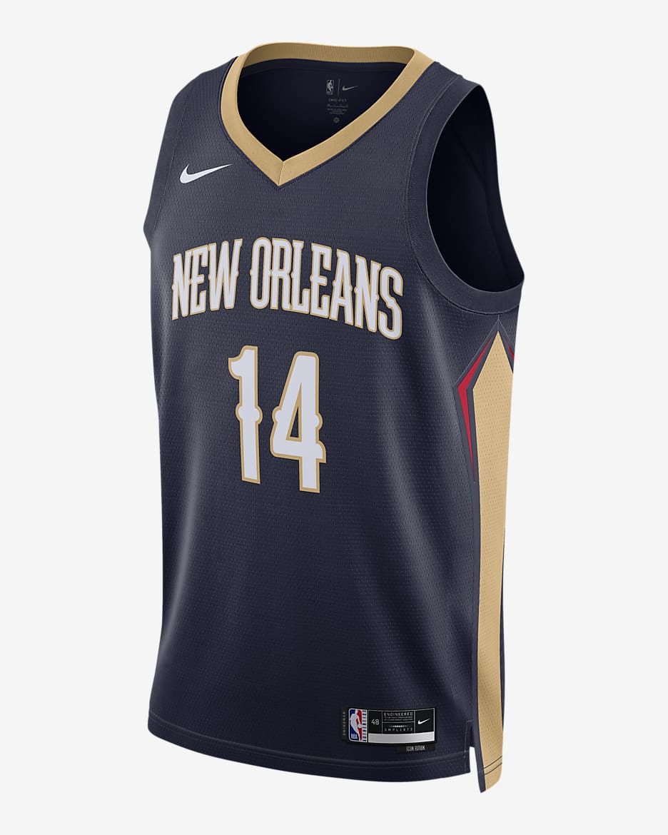 Jersey Nike Dri-FIT de la NBA Swingman para hombre New Orleans Pelicans Icon Edition 2022/23 - Azul marino universitario