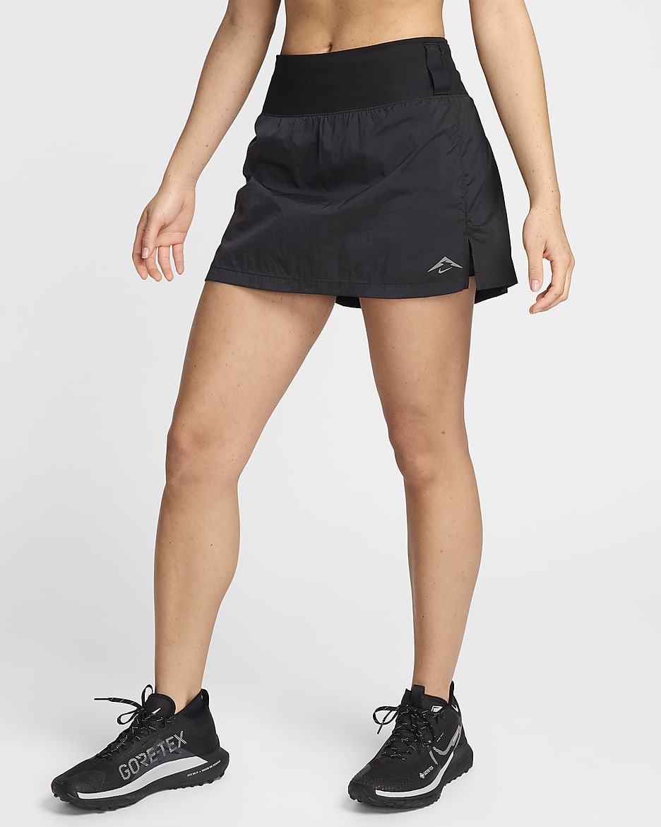 Nike Trail Women's Repel Mid-Rise 5" Running Skort with Pockets - Black/Black/Dark Smoke Grey