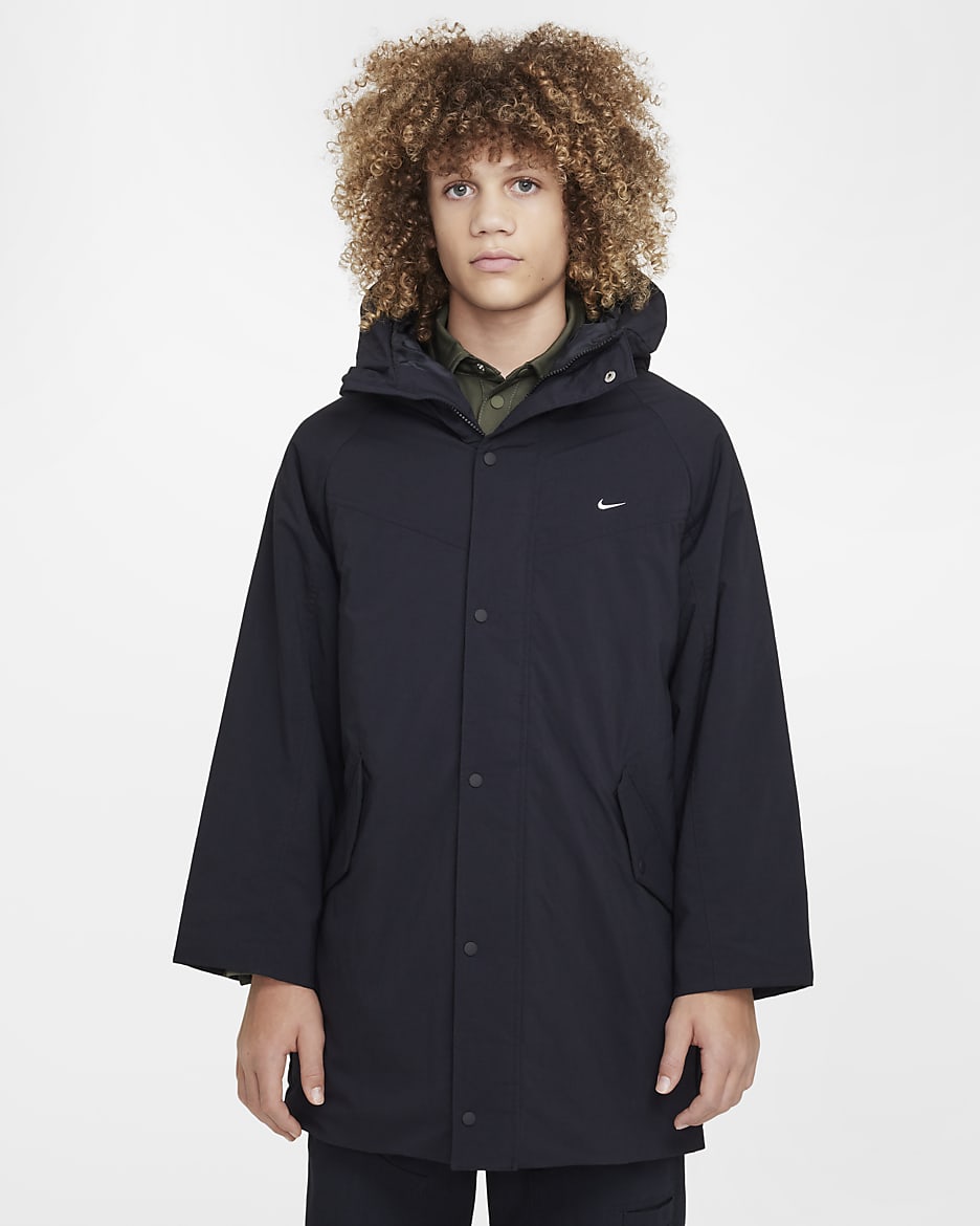 Nike Sportswear Metro Ground Older Kids' Parka - Black/Black/White