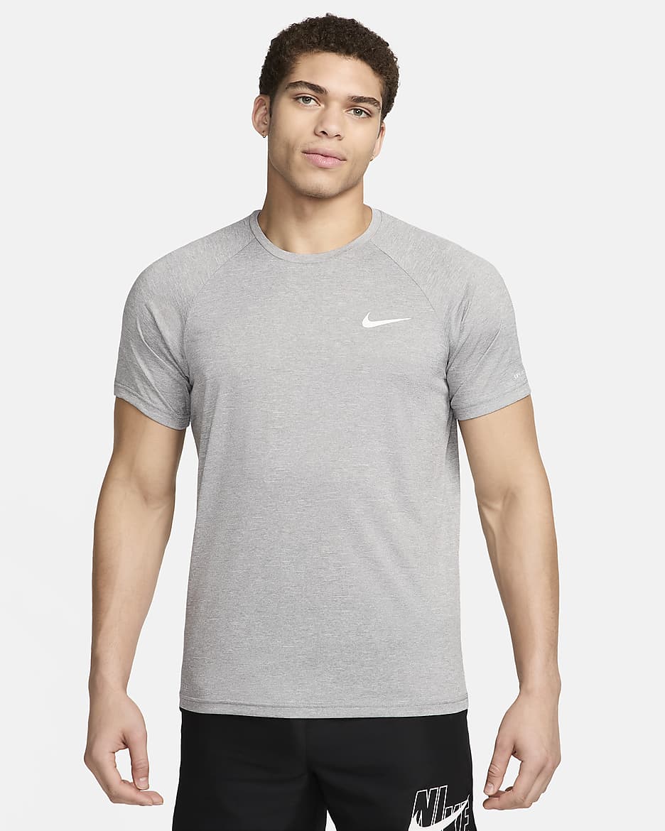 Camiseta Hydroguard de natación de manga corta de tela jaspeada para hombre Nike - Gris partícula