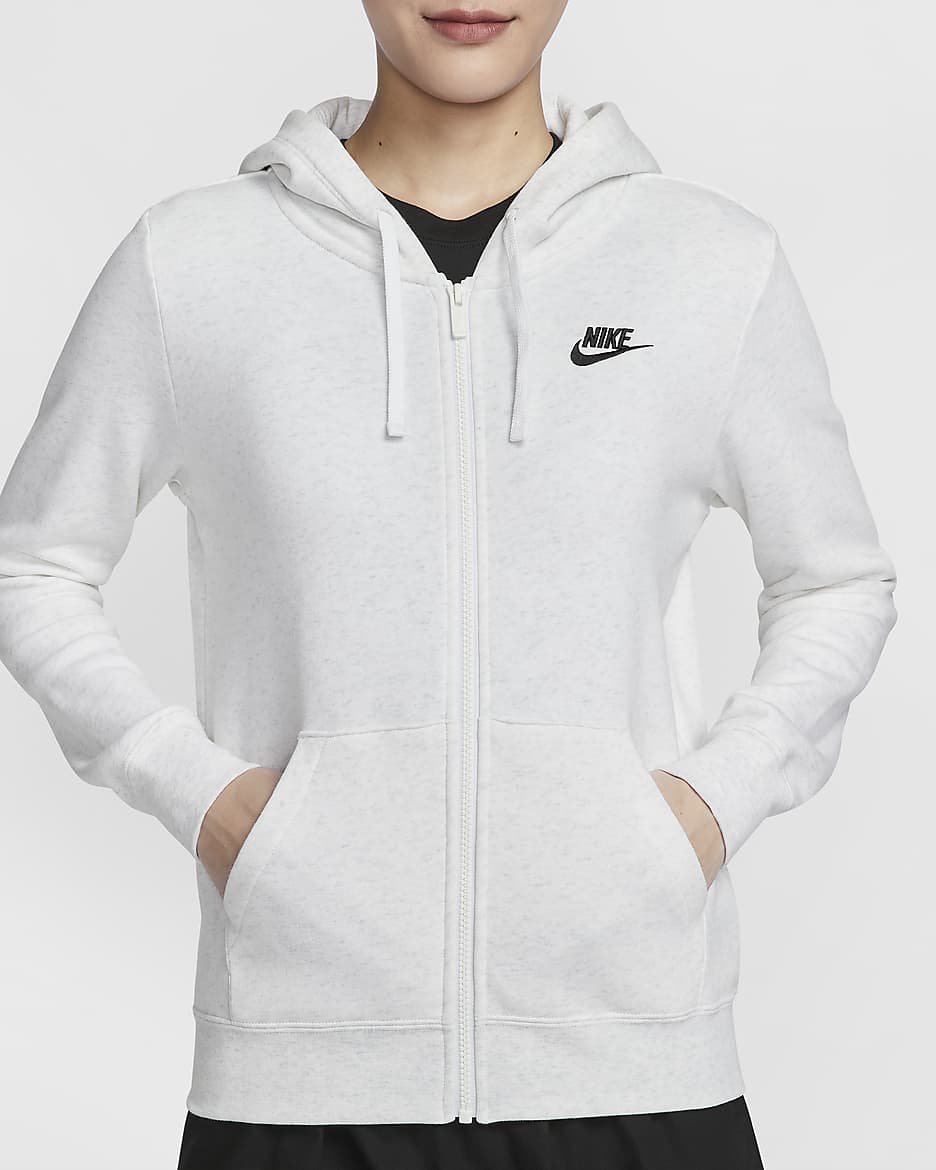 Nike Sportswear Club Fleece Women's Full-Zip Hoodie - Birch Heather/Black