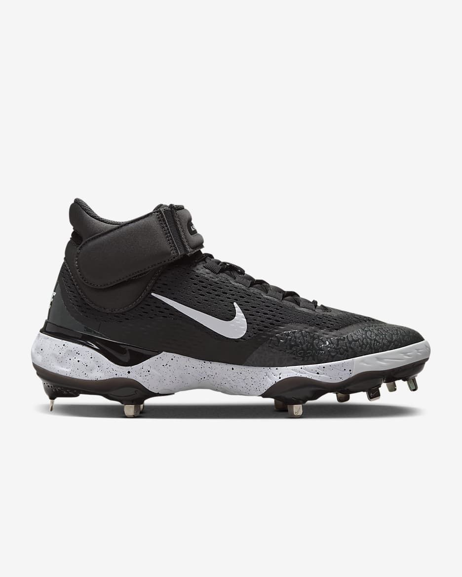 Nike Alpha Huarache Elite 4 Mid Men's Baseball Cleats - Black/Dark Smoke Grey/White