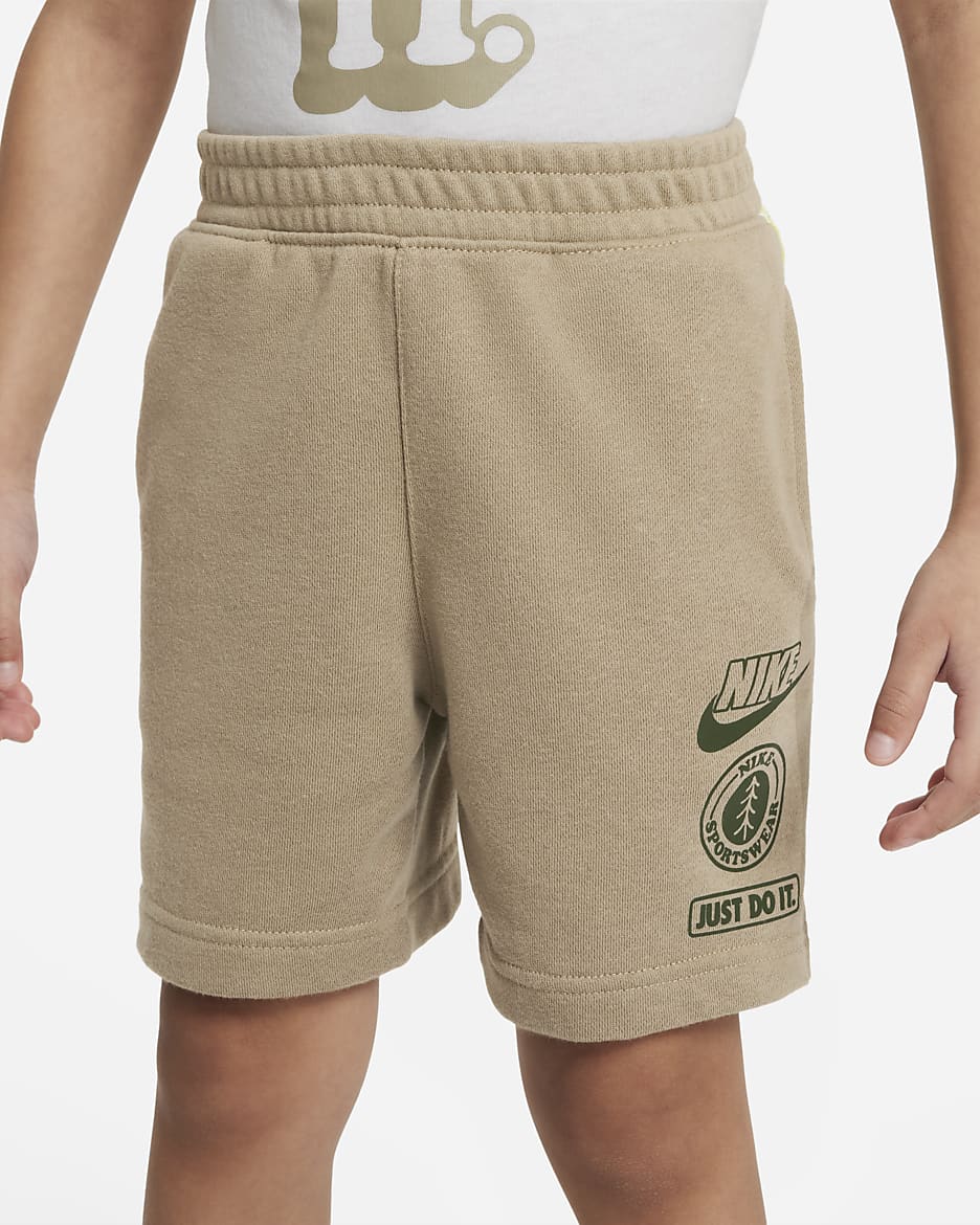 Nike Sportswear "Leave No Trace" French Terry Taping Shorts Little Kids' Shorts - Khaki