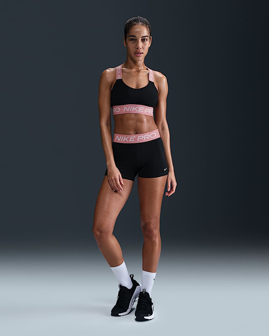 Nike Pro Women's 3" Shorts - Black/Elemental Pink/White