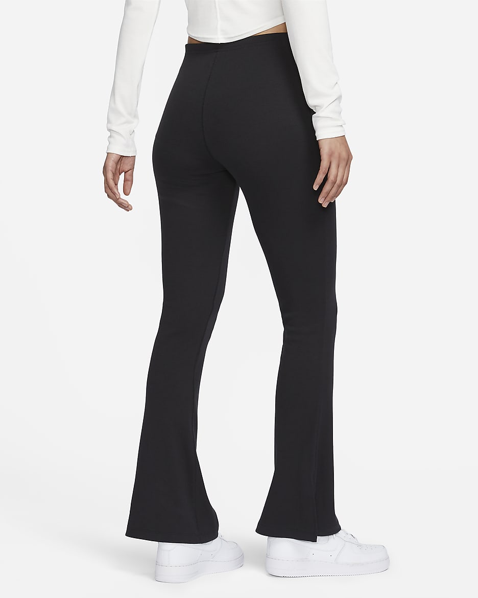 Nike Sportswear Chill Knit Women's Tight Mini-Rib Flared Leggings - Black/Sail