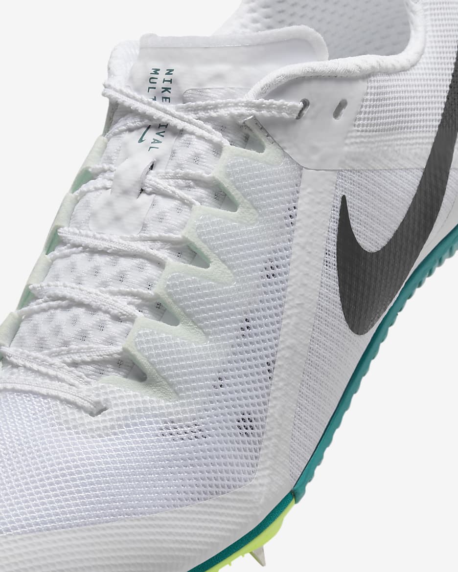 Tenis de clavos para eventos múltiples de atletismo Nike Zoom Rival - Blanco/Abeto brillante/Verde vapor/Negro