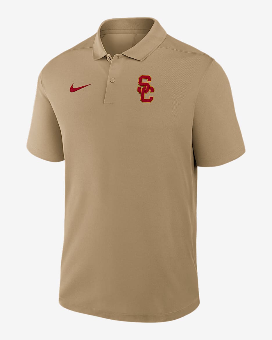 USC Primetime Victory Primary Logo Men's Nike Dri-FIT College Polo - Tan/Beige