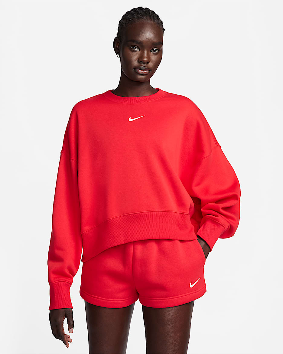 Nike Sportswear Phoenix Fleece Women's Over-Oversized Crew-Neck Sweatshirt - University Red/Sail