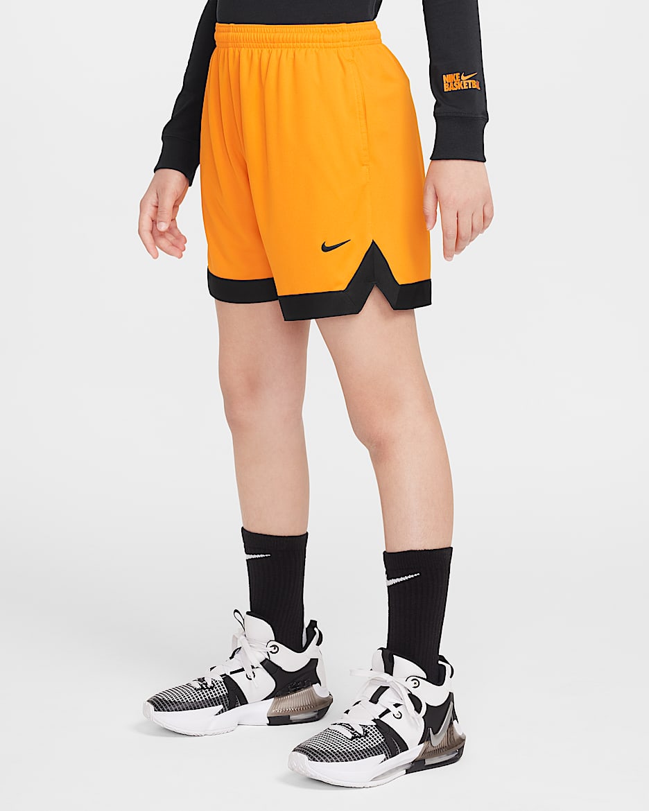 Nike Court Big Kids' Dri-FIT 5" Basketball Shorts - Orange Peel/Black