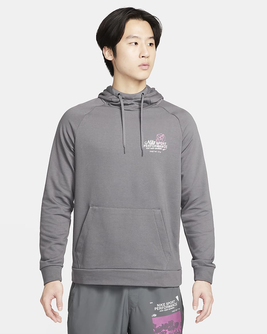 Nike Men's Dri-FIT Hooded Fitness Pullover - Iron Grey/Iron Grey/Photon Dust