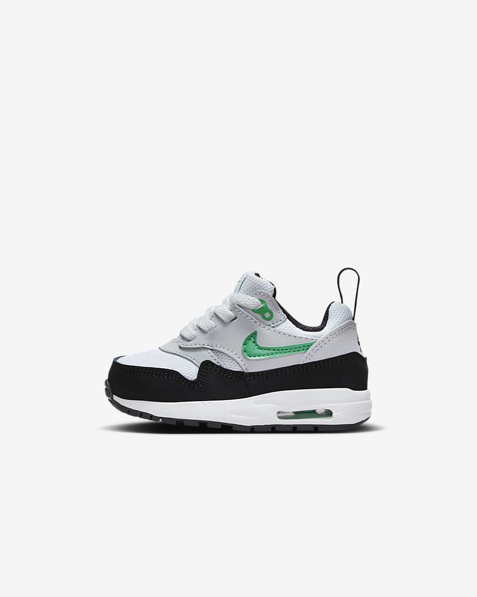 Air Max 1 EasyOn sko til sped-/småbarn - Hvit/Pure Platinum/Svart/Stadium Green