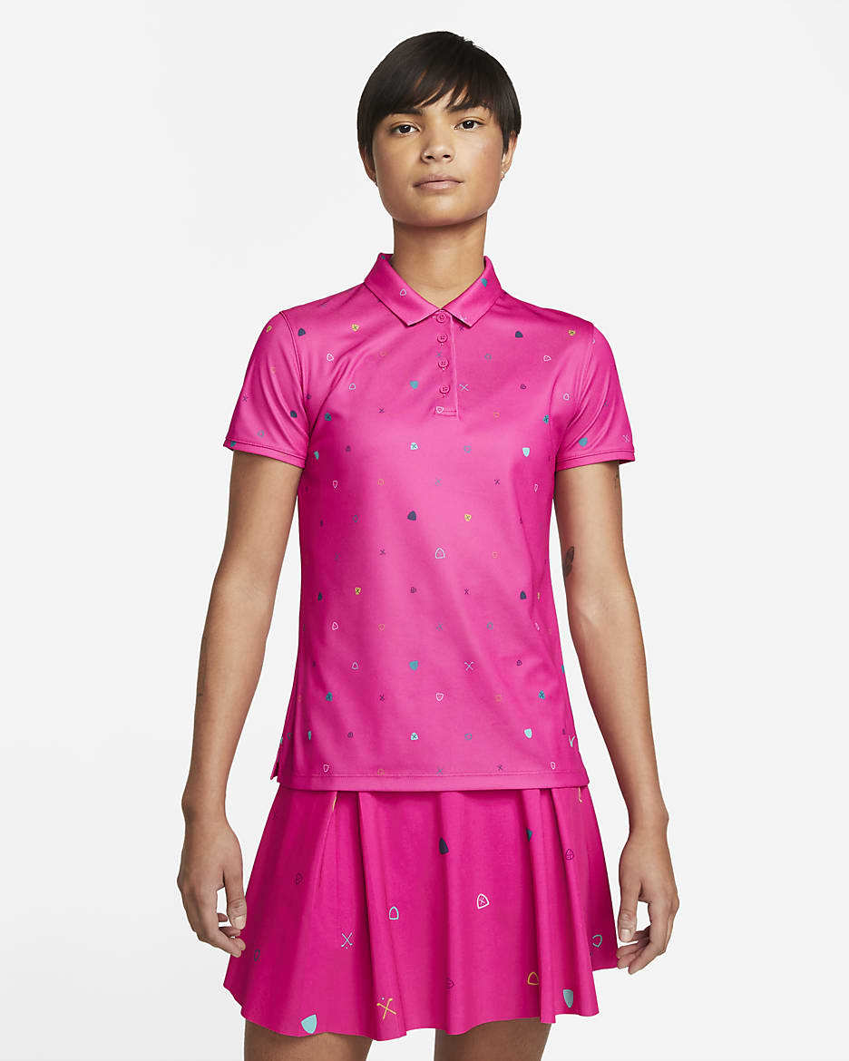 Nike Dri-FIT Victory Women's Printed Golf Polo - Active Pink/Washed Teal