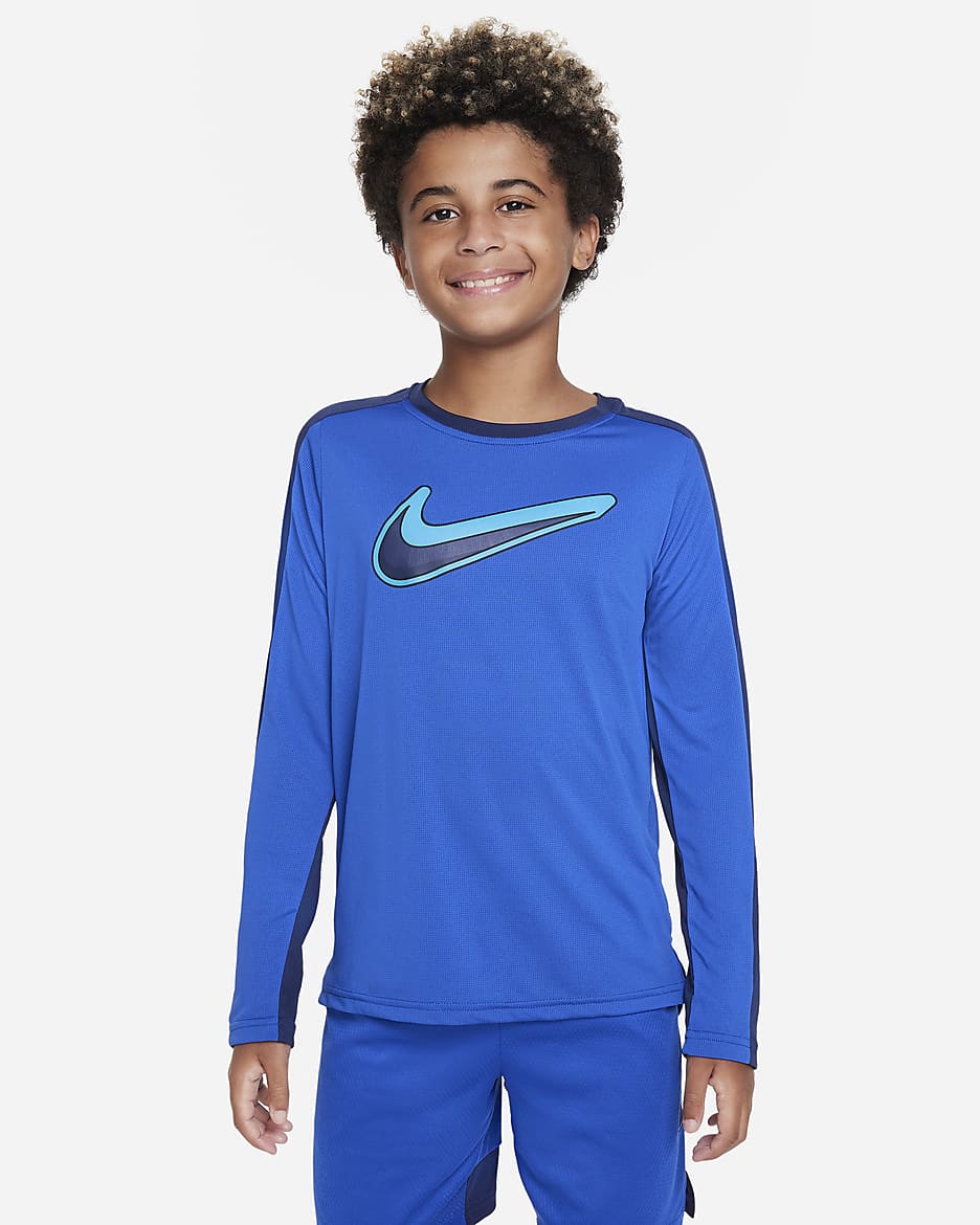 Nike Dri-FIT Performance Big Kids' (Boys') Long-Sleeve Training Top - Game Royal/Midnight Navy